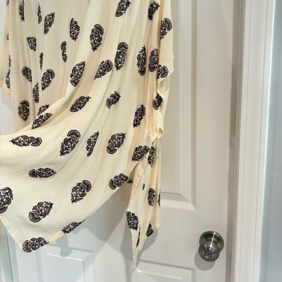 Style & Co. Open Front Cardigan Kimono 2X Tassel Beachy Vacay Travel Boho Cream - Picture 4 of 16